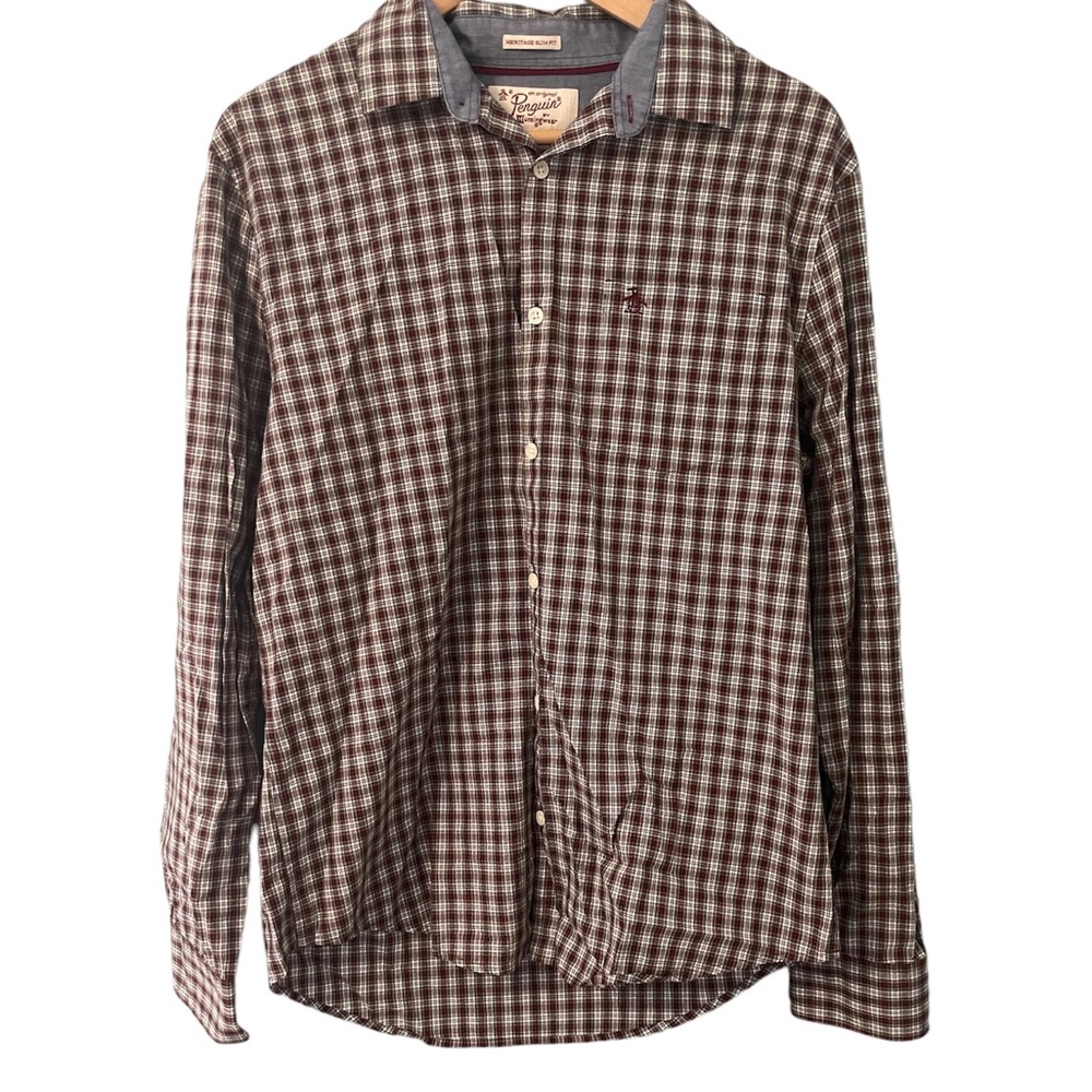 Mens Penguin Button Down Shirt Size Large